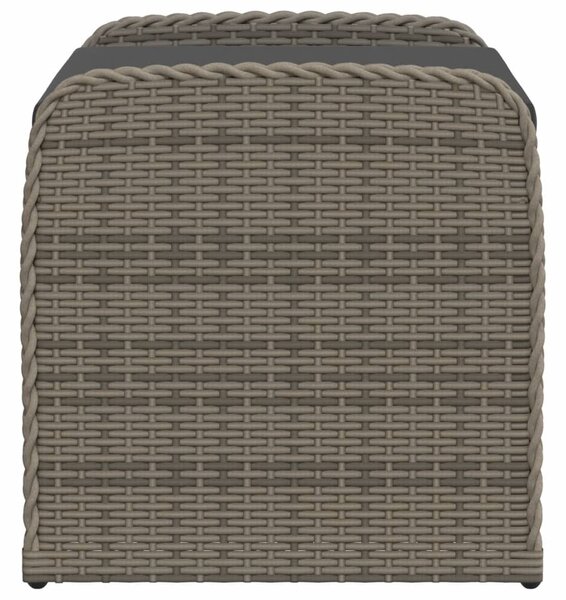 Szürke polyrattan tárolópad párnával 80 x 51 x 52 cm