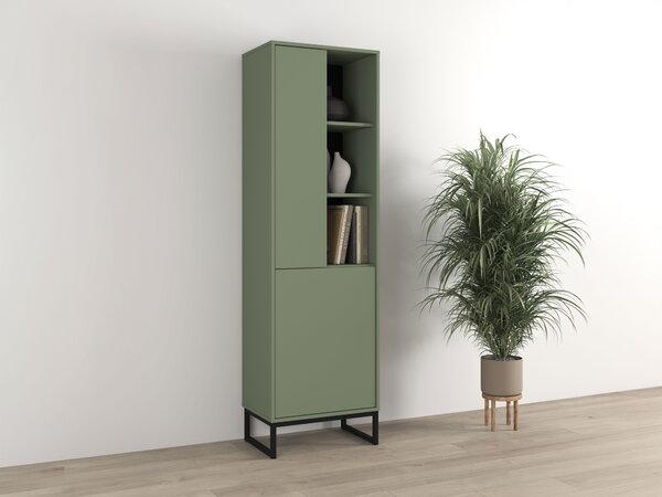 Könyvespolc Maravio 105, Ajtókkal, Zárt, Laminált forgácslap, 180x53x37cm, Zöld