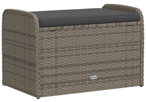 Szürke polyrattan tárolópad párnával 80 x 51 x 52 cm