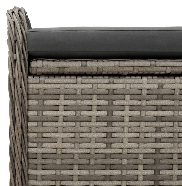 Szürke polyrattan tárolópad párnával 80 x 51 x 52 cm