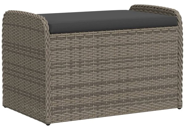Szürke polyrattan tárolópad párnával 80 x 51 x 52 cm