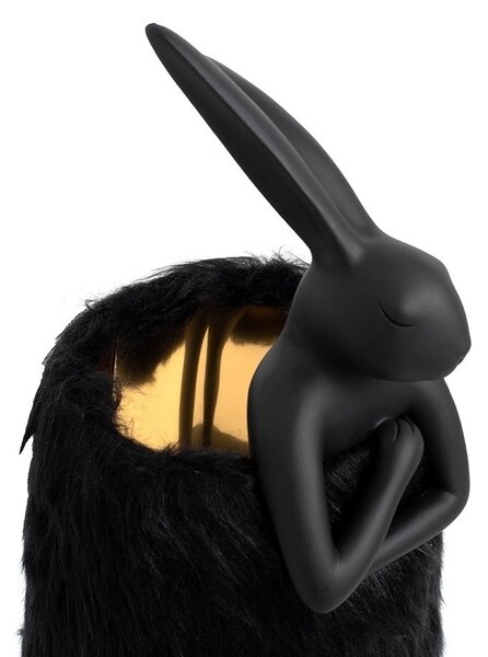 KARE Rabbit Fur Asztali Lámpa 50 cm Fekete Arany Műszőrme
