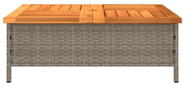 Szürke polyrattan és akácfa kerti asztal 70 x 70 x 25 cm