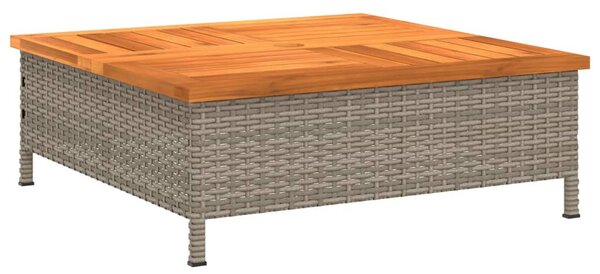 Szürke polyrattan és akácfa kerti asztal 70 x 70 x 25 cm