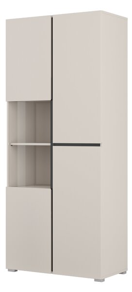 Könyvespolc Alfere 110, Zárt, Ajtókkal, Üveg, Laminált forgácslap, 183x79x40cm, Kasmír, Fekete