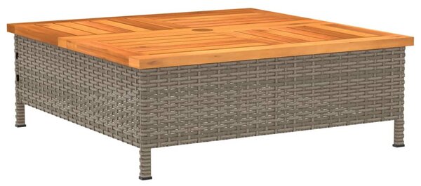 Szürke polyrattan és akácfa kerti asztal 70 x 70 x 25 cm