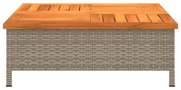 Szürke polyrattan és akácfa kerti asztal 70 x 70 x 25 cm