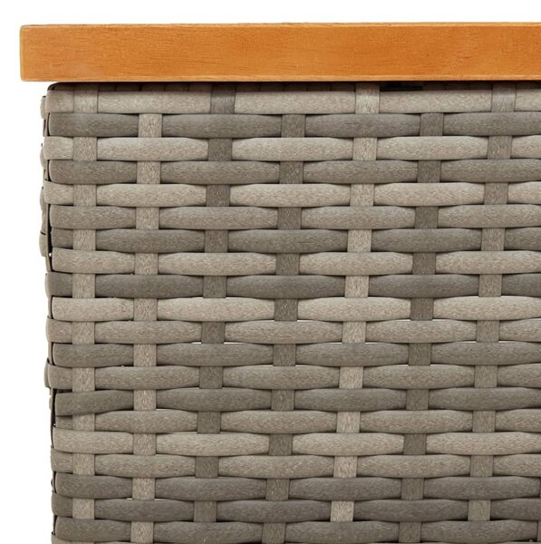 Szürke polyrattan és akácfa kerti asztal 70 x 70 x 25 cm