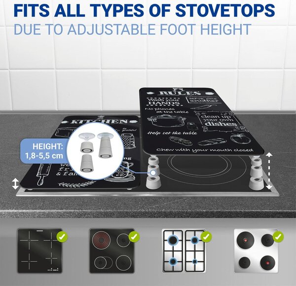 Edzett üveg tűzhely fedőlap szett 2 db-os 52x30 cm Kitchen Rules – Maximex