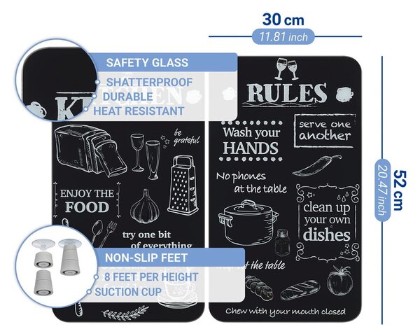 Edzett üveg tűzhely fedőlap szett 2 db-os 52x30 cm Kitchen Rules – Maximex
