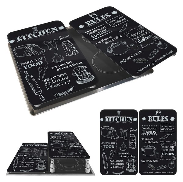 Edzett üveg tűzhely fedőlap szett 2 db-os 52x30 cm Kitchen Rules – Maximex