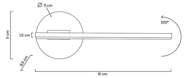 Moosee Horizon LED Fali Lámpa Fekete Minimalista