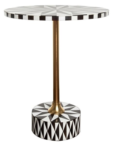 Kare Design Domero Star Geometrikus MDF Kisasztal Fehér-Fekete Arany