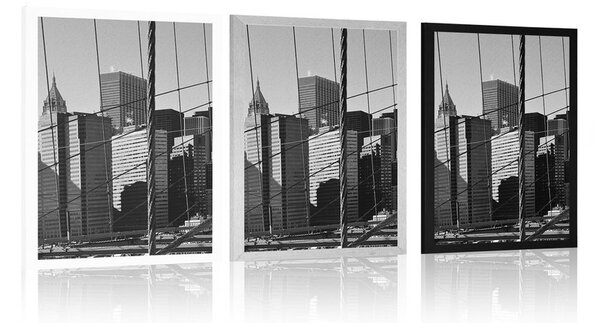 Poszter Manhattan híd New Yorkban fekete fehérben