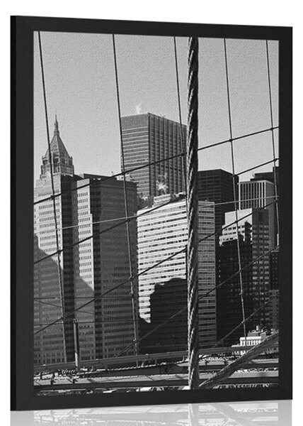 Poszter Manhattan híd New Yorkban fekete fehérben