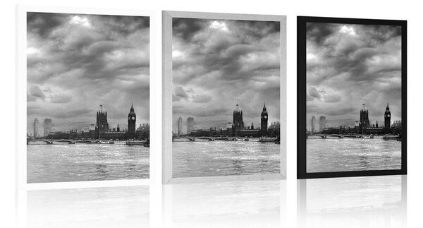 Poszter egyedülálló London fekete fehérben
