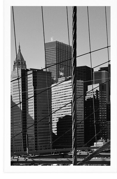 Poszter Manhattan híd New Yorkban fekete fehérben