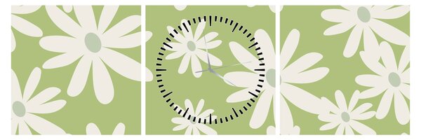 Kép - Hippik, zöld virágok N⁰1 (órával) (90x30 cm)