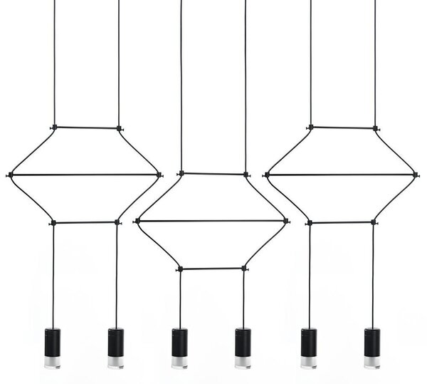 King Home Flusso Line 6 Geometrikus Függőlámpa Fekete