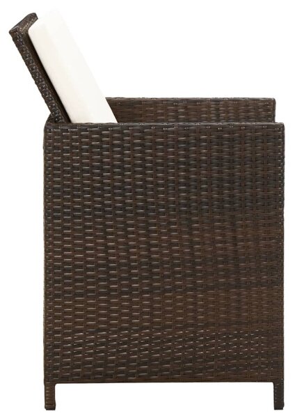 4 db barna polyrattan kerti szék párnával