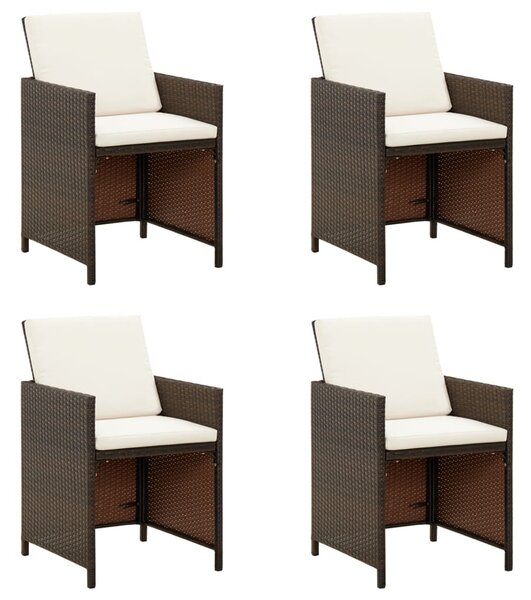 4 db barna polyrattan kerti szék párnával