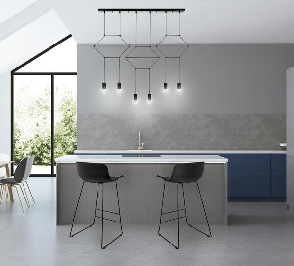 King Home Flusso Line 6 Geometrikus Függőlámpa Fekete