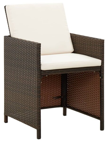 9 részes barna polyrattan kerti étkezőgarnitúra párnákkal