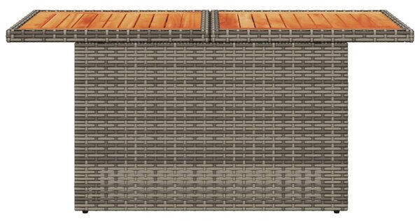 Szürke polyrattan és akácfa kerti asztal 100 x 55 x 73 cm