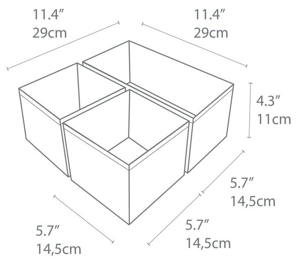 Drawer 3 db-os szürke rendszerező szett - Bigso Box of Sweden