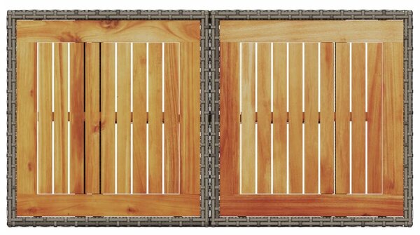 Szürke polyrattan és akácfa kerti asztal 100 x 55 x 73 cm