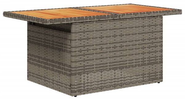 Szürke polyrattan és akácfa kerti asztal 100 x 55 x 73 cm