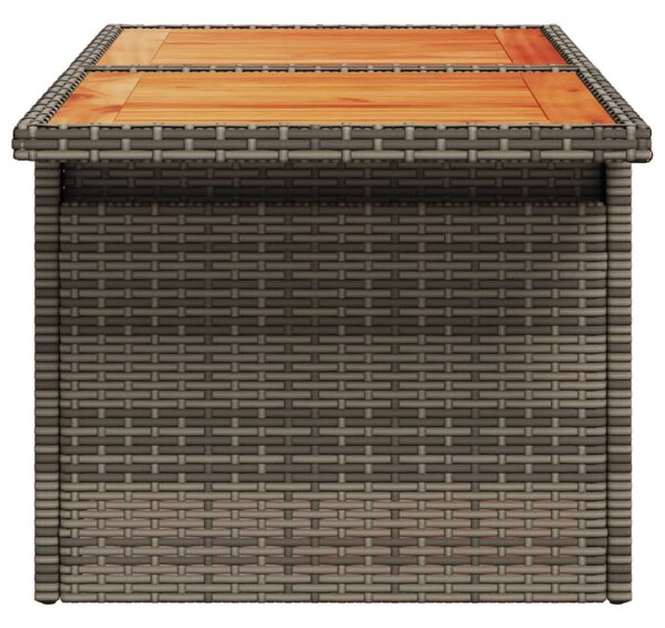 Szürke polyrattan és akácfa kerti asztal 100 x 55 x 73 cm