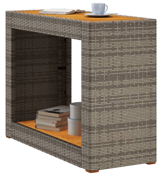 Szürke polyrattan falapos kerti asztal 100x40x75 cm