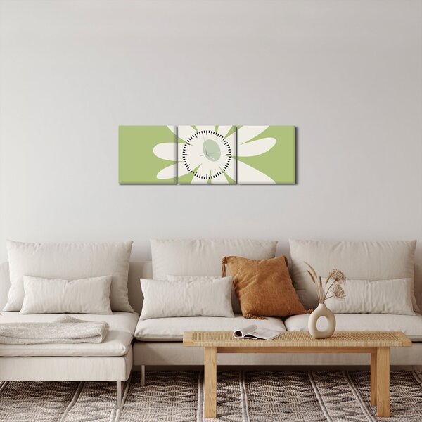 Kép - Hippik, zöld virágok N⁰2 (órával) (90x30 cm)
