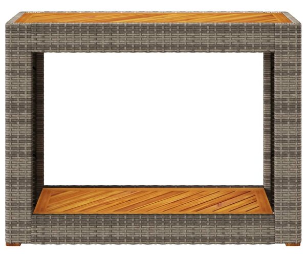 Szürke polyrattan falapos kerti asztal 100x40x75 cm