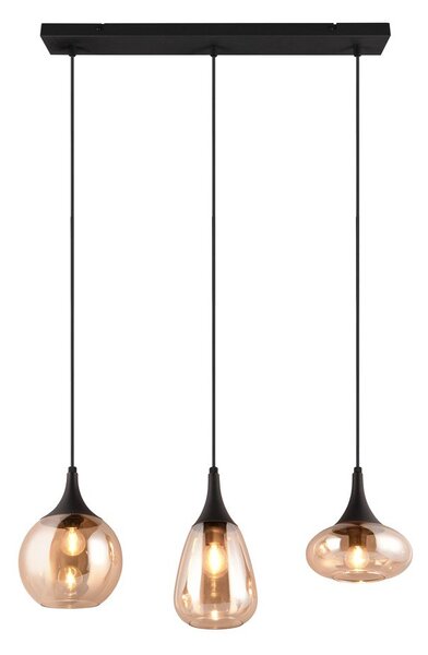 Fekete-narancssárga függőlámpa üveg búrával Lumina – Trio