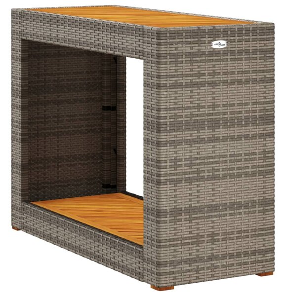 Szürke polyrattan falapos kerti asztal 100x40x75 cm
