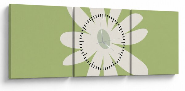 Kép - Hippik, zöld virágok N⁰2 (órával) (90x30 cm)