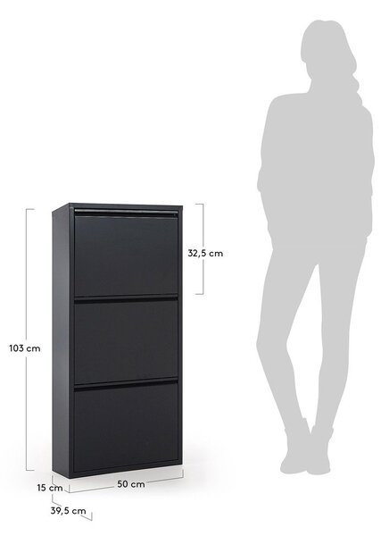 Antracitszürke fém billenő ajtós cipőtartó 50x103x15 cm Ode – Kave Home