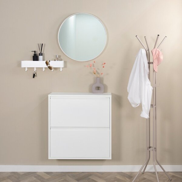 Fehér fém billenő ajtós cipőtartó 75x77,5x22,5 cm Billy – Spinder Design