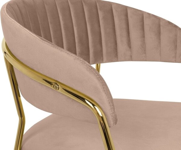 King Home Margo Bárszék Velúr Khaki Arany Vázzal