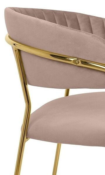 King Home Margo Bárszék Velúr Khaki Arany Vázzal