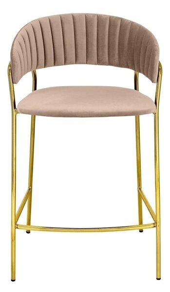 King Home Margo Bárszék Velúr Khaki Arany Vázzal