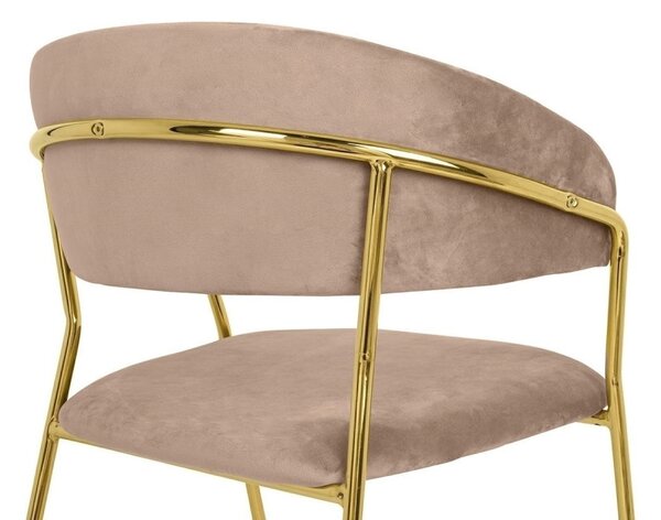 King Home Margo Bárszék Velúr Khaki Arany Vázzal