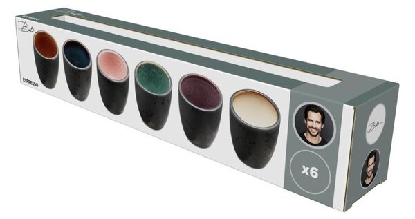Fekete kerámia eszpresszó csésze szett 6 db-os 100 ml Gastro Black/Mix – Bitz