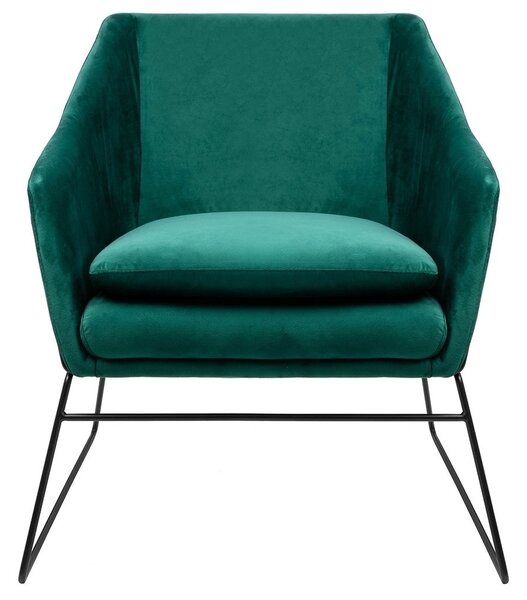 King Home Emma Velvet Fotel Sötétzöld Bársony Fekete Vázzal