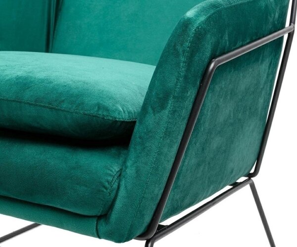 King Home Emma Velvet Fotel Sötétzöld Bársony Fekete Vázzal