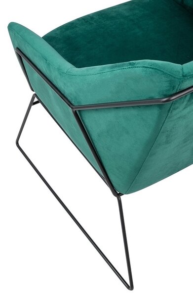 King Home Emma Velvet Fotel Sötétzöld Bársony Fekete Vázzal