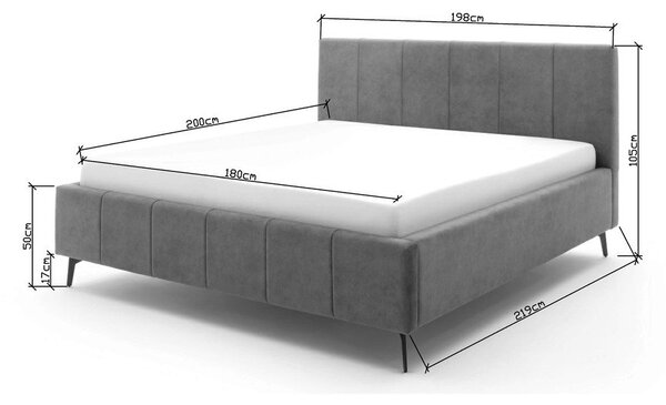 Bézs kárpitozott ágyneműtartós franciaágy ágyráccsal 180x200 cm Lizzano – Meise Möbel