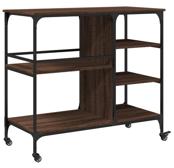 Barna tölgy színű szerelt fa konyhai kocsi 100 x 45 x 89,5 cm
